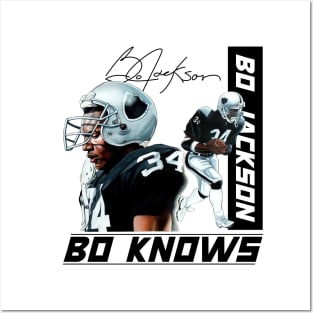 Bo Jackson Bo Knows Signature Vintage Legend Baseball Football Bootleg Rap Graphic Style Posters and Art